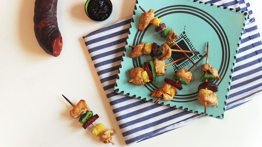 Brochettes Chorizo Poulet Ananas Not Parisienne